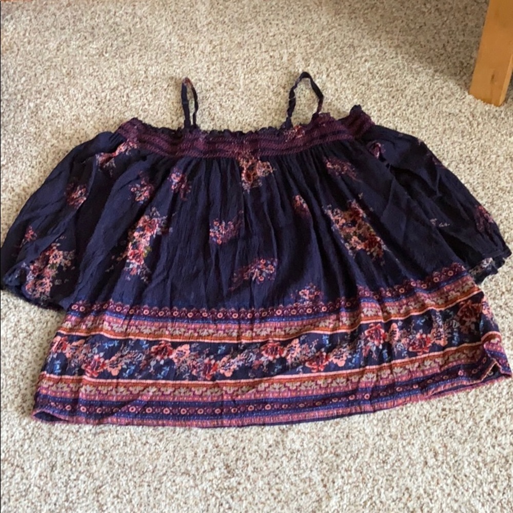 off the shoulder three quarter length sleeves